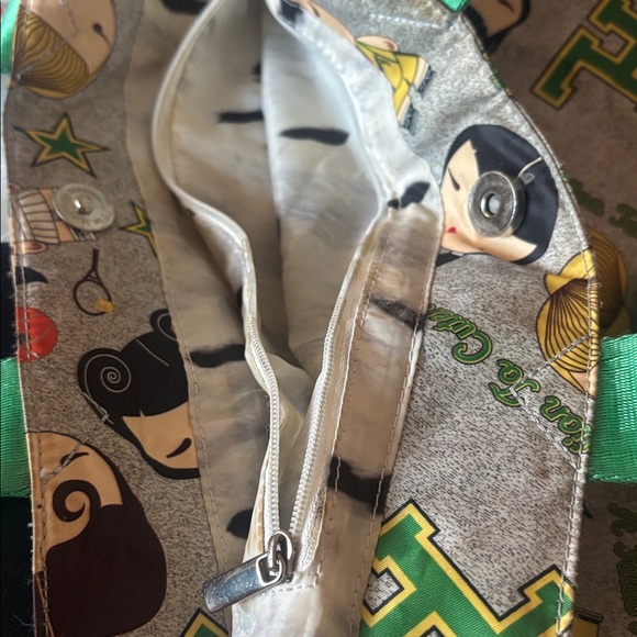 Harajuku Lovers Bag Green Top Snap Closure Shopper Shoulder tote Sports Motif - Picture 8 of 9